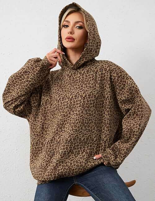 Eutten Womens Camo Hoodies Maple Leaf Print Oversized Hooded Sweatshirt Fleece Pullover Sweatshirts Long Sleeve with Pocket - Image 6