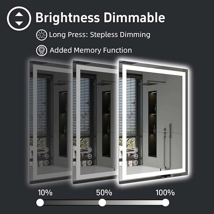miskerm 32"x 24" LED Bathroom Mirror with Lights, Dimmable, Double Lights, Backlit + Front Lit, 3 Colors Led Mirror for Bathroom, Lighted Bathroom Vanity Mirror, Tempered Glass(Horizontal/Vertical) - Image 4