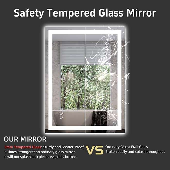 miskerm 32"x 24" LED Bathroom Mirror with Lights, Dimmable, Double Lights, Backlit + Front Lit, 3 Colors Led Mirror for Bathroom, Lighted Bathroom Vanity Mirror, Tempered Glass(Horizontal/Vertical) - Image 7