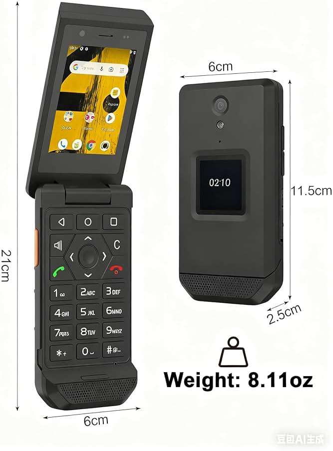 Unifone S22 Smart Flip Phone (16GB) 2.8" Touchscreen Rugged Cell Phone Android 11, IP68 Water Resistant, 4G LTE GSM Single Nano Slot, Compatible with T-Mobile, AT&T (Black) - Image 7