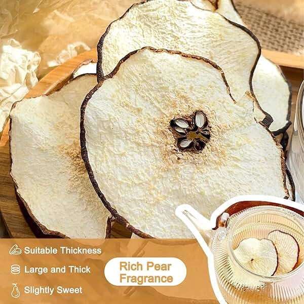 Dried Pears Slices Dehydrated Pear Pieces for Cocktails Garnish Bulk No Sugar Added Dry Fruit Chips for Tea Potpourri Baking Cooking Decor All Natural Vegan(6oz) - Image 4
