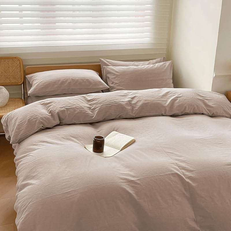 100% Washed Cotton Weighted Blanket Cover, Linen Feel Duvet Cover for Weighted Blanket 60"x80", Plain Simple Cotton Heavy Blanket Duvet Cover (Beige, 60"x80") - Image 2