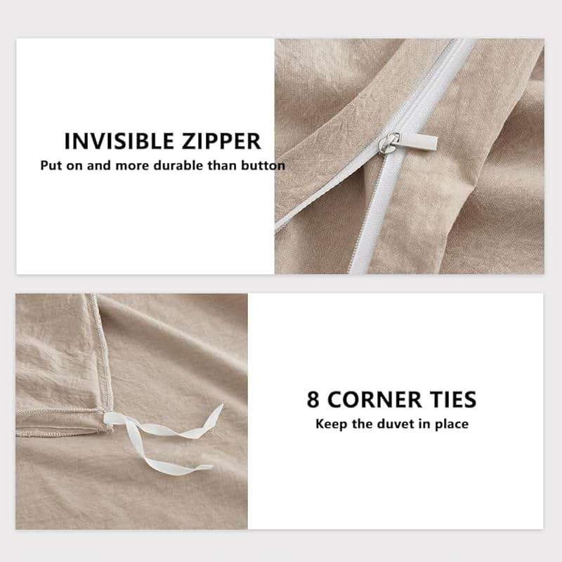 100% Washed Cotton Weighted Blanket Cover, Linen Feel Duvet Cover for Weighted Blanket 60"x80", Plain Simple Cotton Heavy Blanket Duvet Cover (Beige, 60"x80") - Image 5