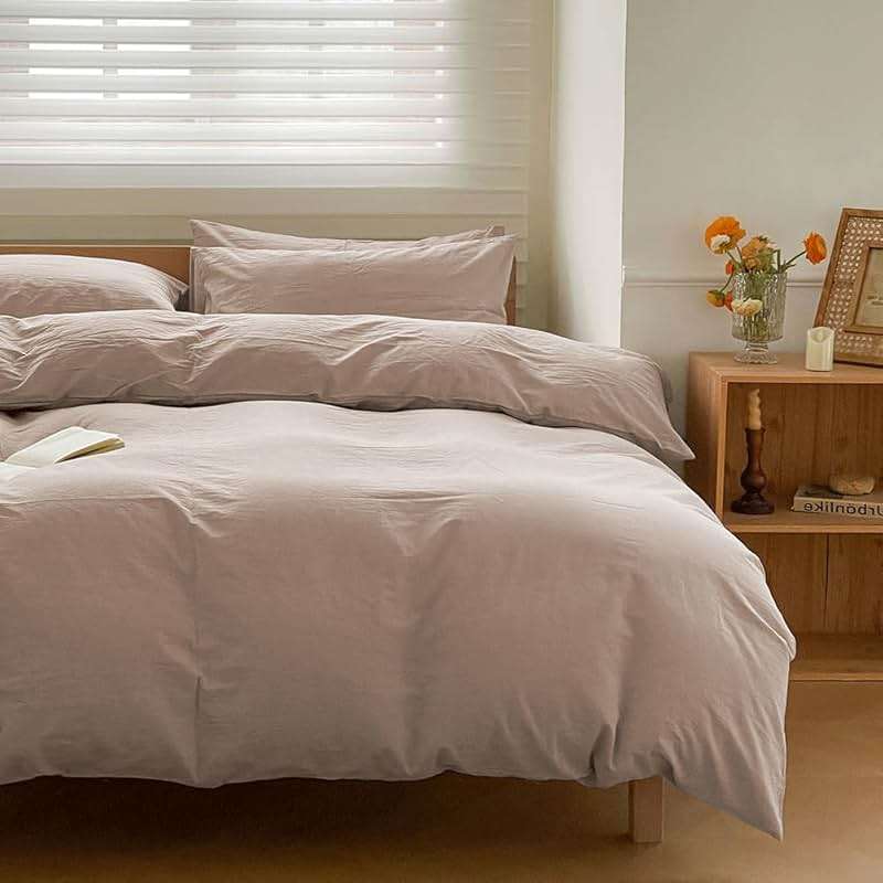 100% Washed Cotton Weighted Blanket Cover, Linen Feel Duvet Cover for Weighted Blanket 60"x80", Plain Simple Cotton Heavy Blanket Duvet Cover (Beige, 60"x80") - Image 6