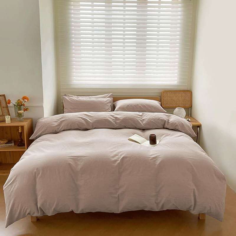 100% Washed Cotton Weighted Blanket Cover, Linen Feel Duvet Cover for Weighted Blanket 60"x80", Plain Simple Cotton Heavy Blanket Duvet Cover (Beige, 60"x80") - Image 7