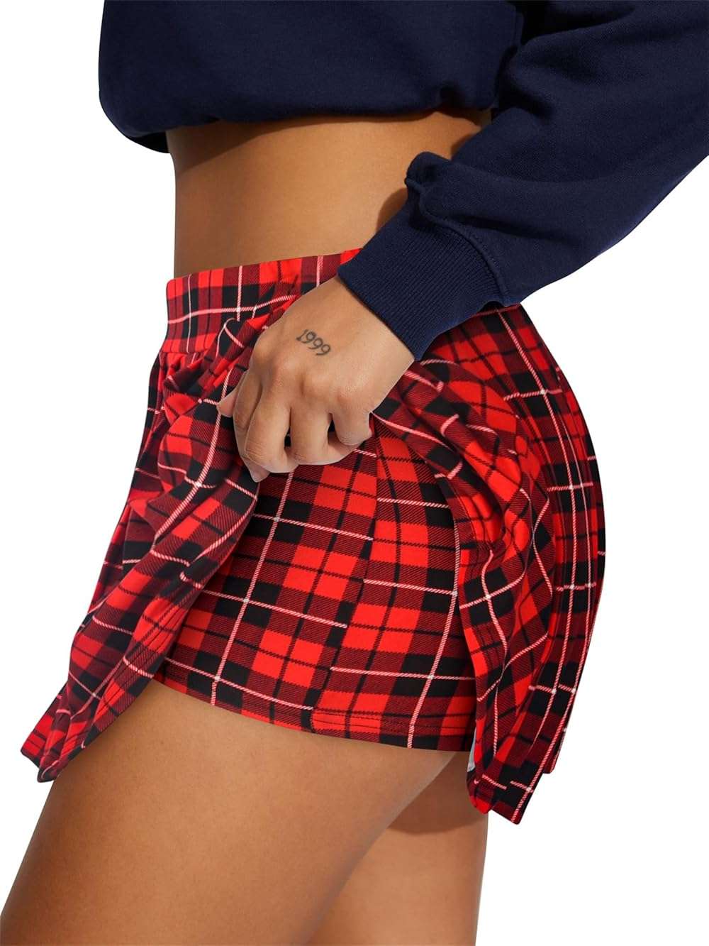 Womens Pleated Skirts Casual Y2K High Waist Tennis Skort Skater A-Line Mini Skirt with Shorts Underneath - Image 4
