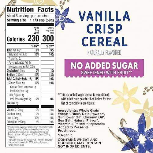 Cascadian Farm Organic Vanilla Crisp Cereal, No Added Sugar, 12 oz - Image 2