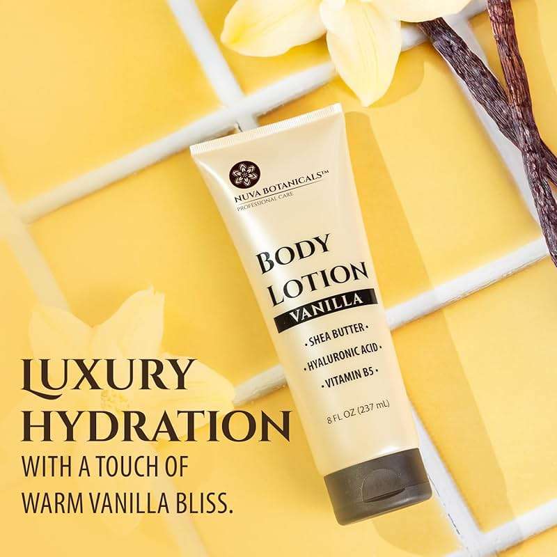 Nuva Botanicals Vanilla Body Lotion for Women Dry Skin - Vanilla Lotion for Women with Hyaluronic Acid - Body Cream for Women with Shea Butter - Moisturizing and Hydrating Vanilla Body Care (8 fl oz) - Image 2