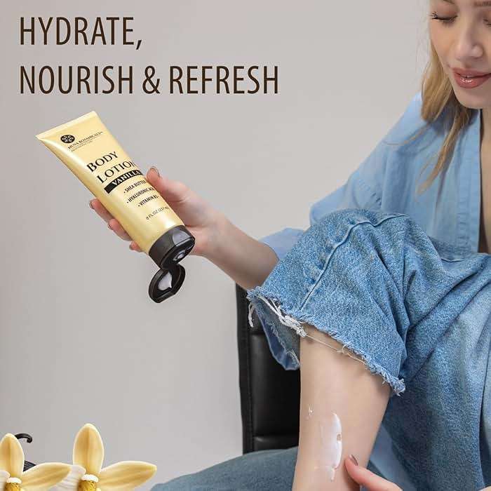 Nuva Botanicals Vanilla Body Lotion for Women Dry Skin - Vanilla Lotion for Women with Hyaluronic Acid - Body Cream for Women with Shea Butter - Moisturizing and Hydrating Vanilla Body Care (8 fl oz) - Image 3