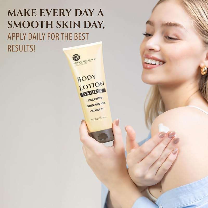 Nuva Botanicals Vanilla Body Lotion for Women Dry Skin - Vanilla Lotion for Women with Hyaluronic Acid - Body Cream for Women with Shea Butter - Moisturizing and Hydrating Vanilla Body Care (8 fl oz) - Image 6