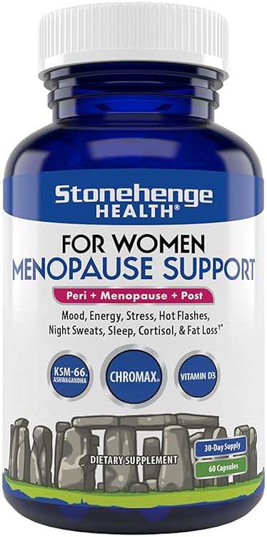 Stonehenge Health for Women Menopause Support for Peri + Menopause + Post - Mood, Energy, Stress, Hot Flashes, Night Sweats, Sleep & Cortisol, Chromax Chromium, Vitamin D3, KSM-66 Ashwagandha - Image 1