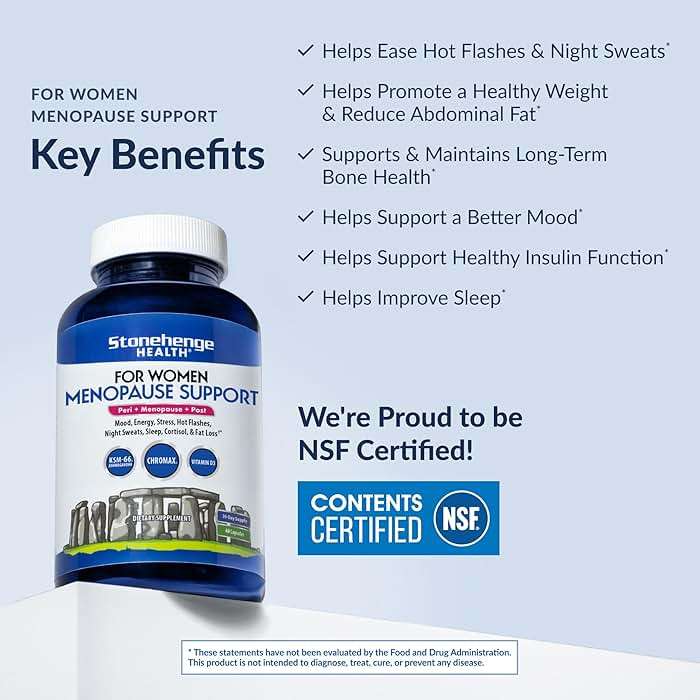 Stonehenge Health for Women Menopause Support for Peri + Menopause + Post - Mood, Energy, Stress, Hot Flashes, Night Sweats, Sleep & Cortisol, Chromax Chromium, Vitamin D3, KSM-66 Ashwagandha - Image 3
