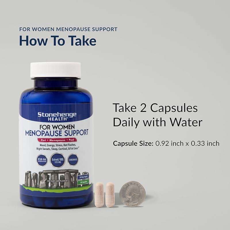 Stonehenge Health for Women Menopause Support for Peri + Menopause + Post - Mood, Energy, Stress, Hot Flashes, Night Sweats, Sleep & Cortisol, Chromax Chromium, Vitamin D3, KSM-66 Ashwagandha - Image 7