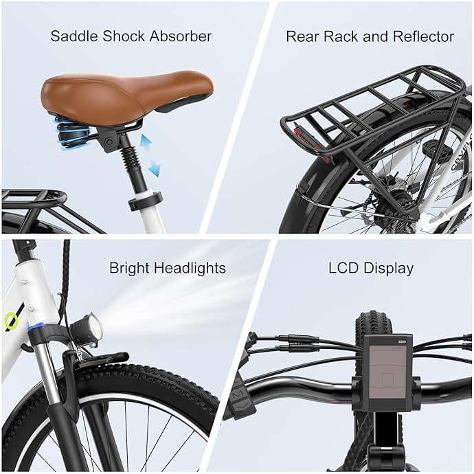 Cybervelo 750W Peak Electric Bike for Adults,up 80 Miles Removable Battery Ebike, 26" Electric E Bike with 7-Speed,Adult Electric Bicycles for Commute Beach Snow Womens/Man All Terrain - Image 4