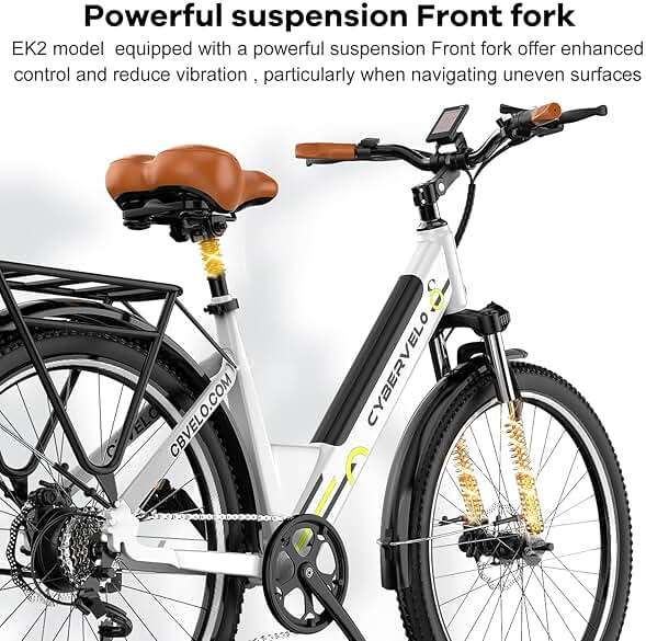 Cybervelo 750W Peak Electric Bike for Adults,up 80 Miles Removable Battery Ebike, 26" Electric E Bike with 7-Speed,Adult Electric Bicycles for Commute Beach Snow Womens/Man All Terrain - Image 6