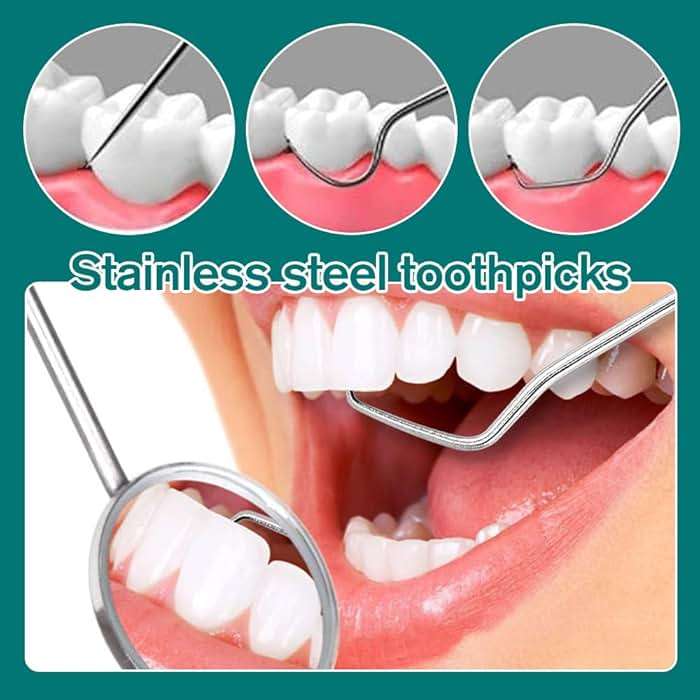 7 Pcs Stainless Steel Toothpick Set, 2024 Premium Toothpicks Cleaning Kit for Outdoor Camping Traveling, Reusable Toothpick Set(14) - Image 3