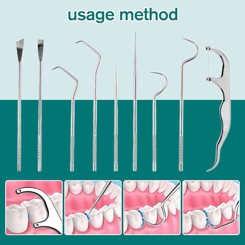 7 Pcs Stainless Steel Toothpick Set, 2024 Premium Toothpicks Cleaning Kit for Outdoor Camping Traveling, Reusable Toothpick Set(14) - Image 4