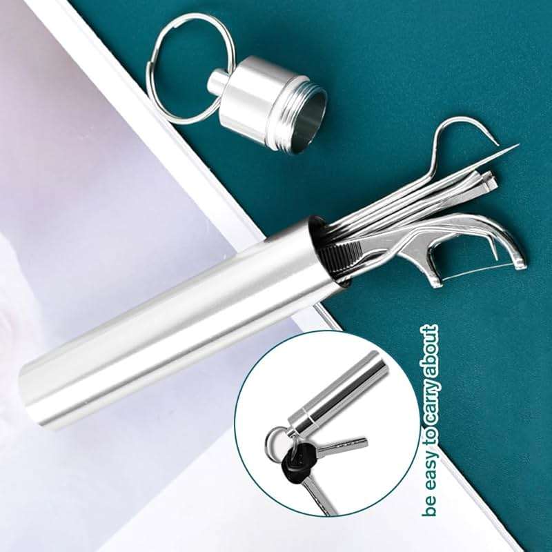 7 Pcs Stainless Steel Toothpick Set, 2024 Premium Toothpicks Cleaning Kit for Outdoor Camping Traveling, Reusable Toothpick Set(14) - Image 5