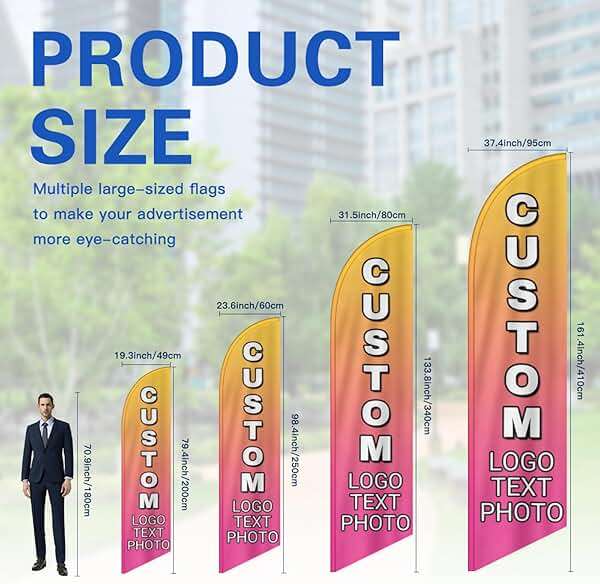 Custom Advertising Feather Flags for Outside Business 4 Sizes Personalized Advertising Flags Custom Logo Flag - Image 3