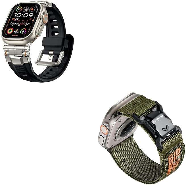 Bandletic R-Steel Silicone Band Compatible with Apple Watch Ultra 2/Ultra Band 49mm/46mm/45mm/44mm/42mm(3/2/1) + Fidlock R-Nylon Magnetic Band - Image 1