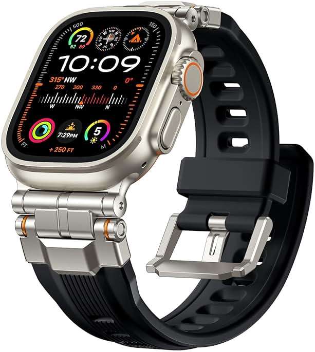 Bandletic R-Steel Silicone Band Compatible with Apple Watch Ultra 2/Ultra Band 49mm/46mm/45mm/44mm/42mm(3/2/1) + Fidlock R-Nylon Magnetic Band - Image 2