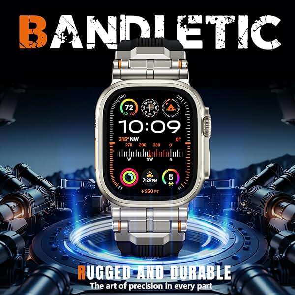 Bandletic R-Steel Silicone Band Compatible with Apple Watch Ultra 2/Ultra Band 49mm/46mm/45mm/44mm/42mm(3/2/1) + Fidlock R-Nylon Magnetic Band - Image 4