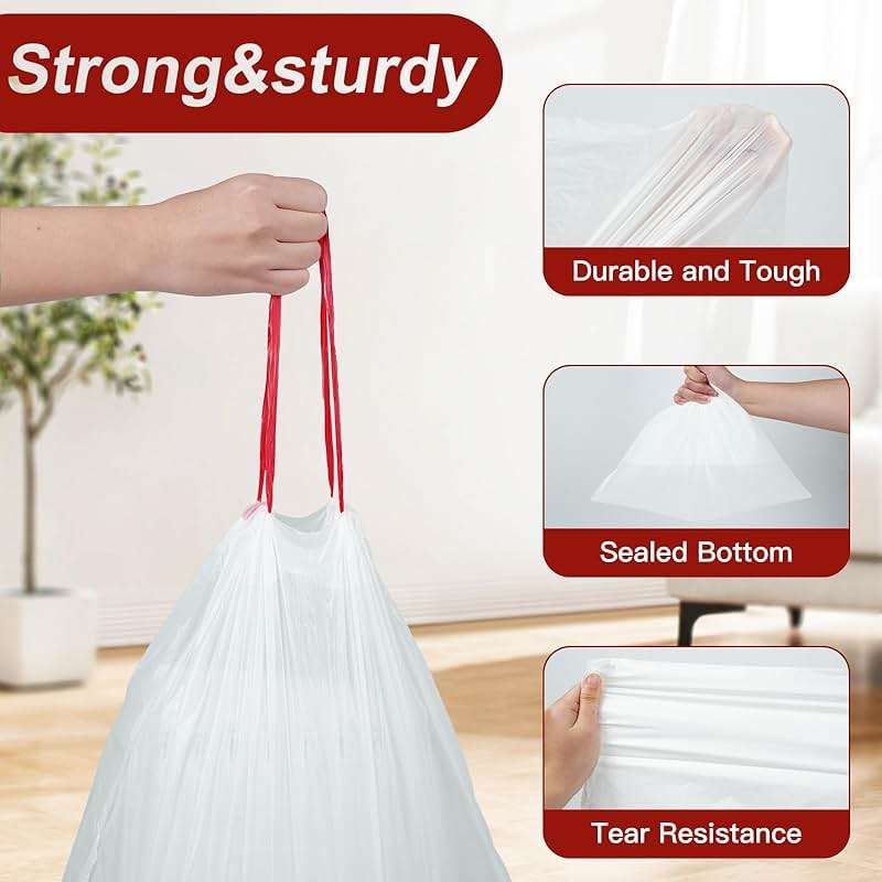 O2frepak 13 Gallon Drawstring Tall Kitchen Trash Bags,Clean Fresh Scent and Heavy Duty Garbage Bags(100 Count,60x70cm) - Image 5