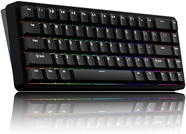 Chilkey ND65 Wireless Aluminum Mechanical Keyboard, 65% Layout Portable Gaming Keyboard, Tri-Mode BT5.0/2.4GHz/USB-C Hot Swappable Custom RGB Backlit Key Board for Laptop Office PC - Black - Image 1