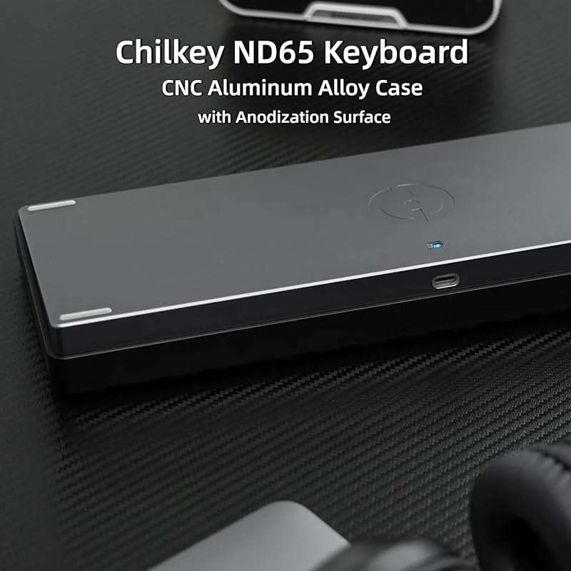 Chilkey ND65 Wireless Aluminum Mechanical Keyboard, 65% Layout Portable Gaming Keyboard, Tri-Mode BT5.0/2.4GHz/USB-C Hot Swappable Custom RGB Backlit Key Board for Laptop Office PC - Black - Image 3