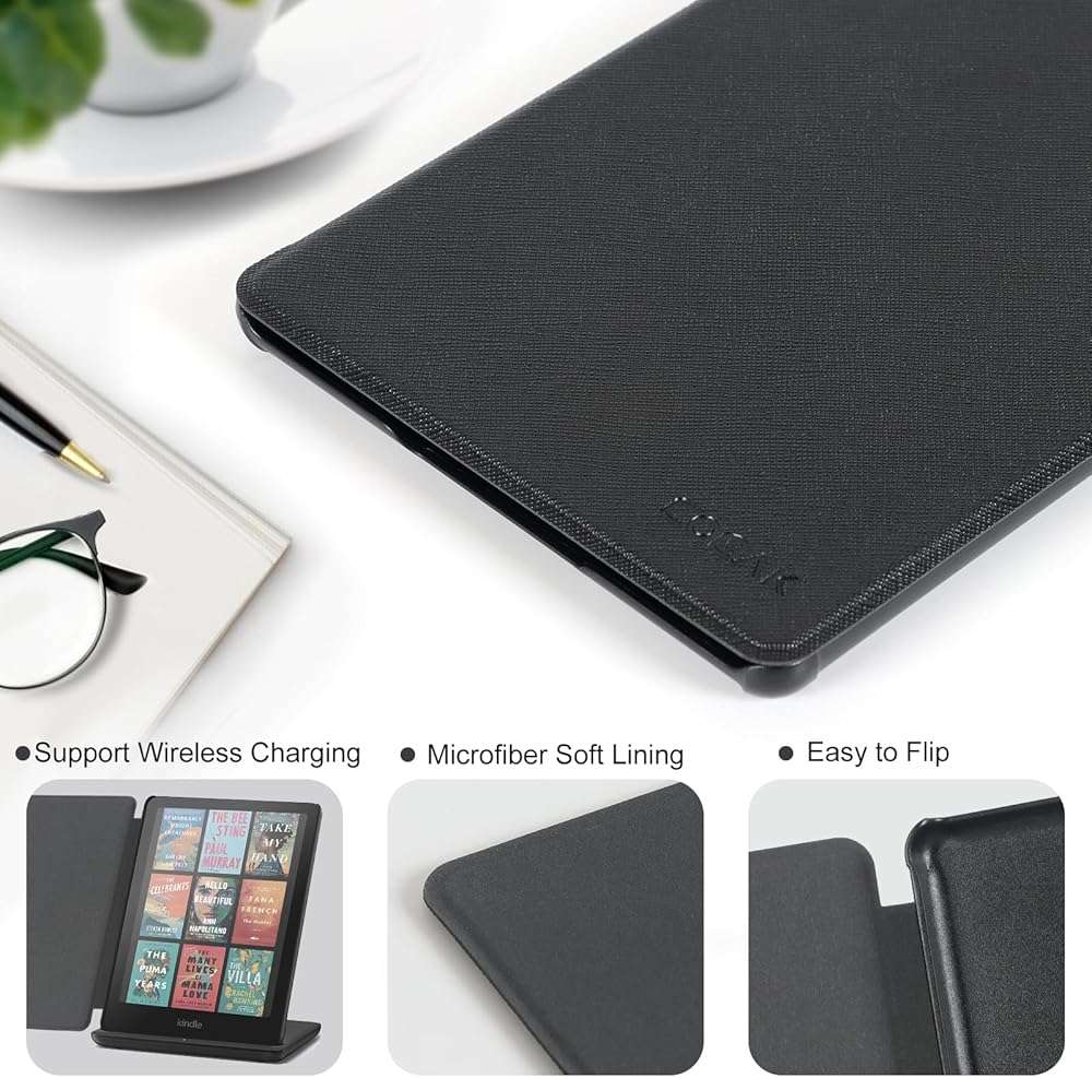 CoBak Case for Kindle Paperwhite 12th Gen 2024 (7") & Colorsoft Signature Edition - All New PU Leather Cover with Auto Sleep Wake Feature for Paperwhite Signature 2024 Released, Black - Image 4