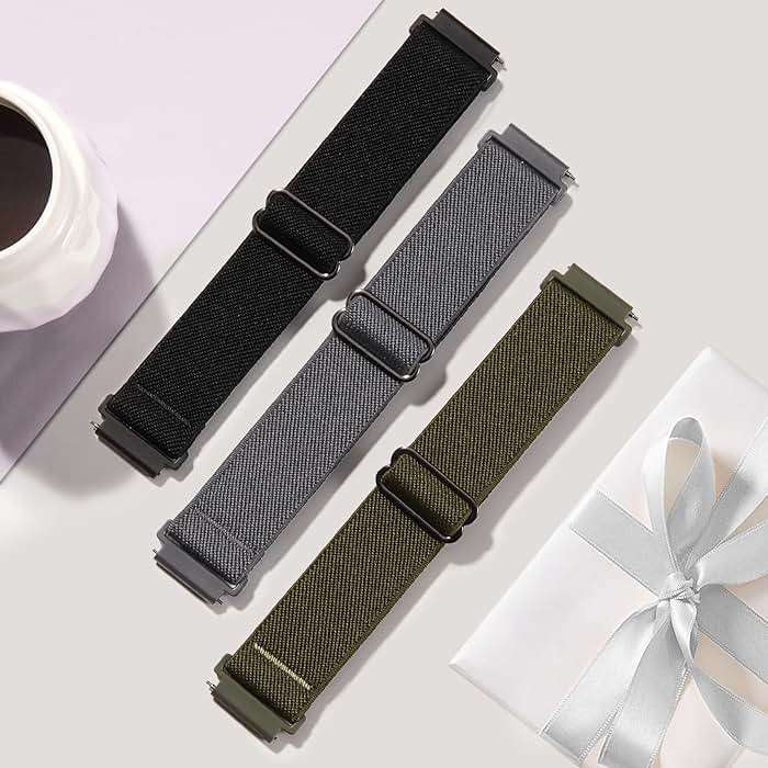 20mm Nylon Sport Elastic Bands for Forerunner 165/55/570-42mm, Compatible with Garmin Vivoactive 6/5/3 Watch Band for Women Men, 3 Pack Soft Nylon Wristbands for Venu/Venu Sq Replacement - Image 8