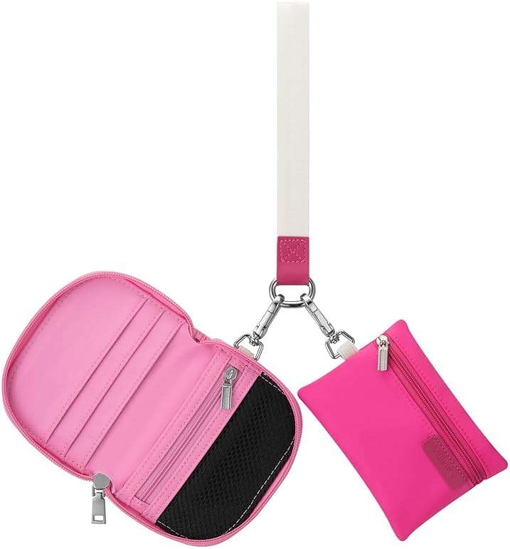 Vulkitty Keychain Wristlet Wallet, Mini Zip Around Wallet for Women Dual Pouch Portable Small Wallet Detachable Coin Purse - Image 1