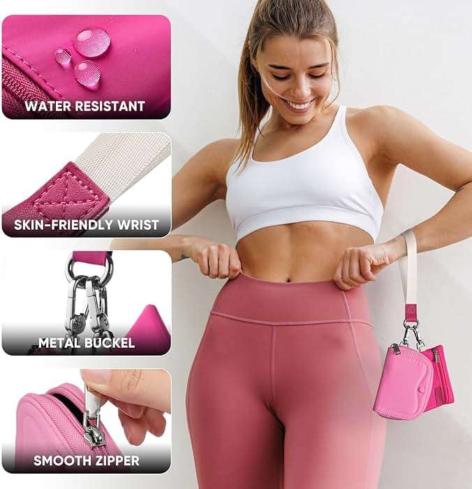 Vulkitty Keychain Wristlet Wallet, Mini Zip Around Wallet for Women Dual Pouch Portable Small Wallet Detachable Coin Purse - Image 2