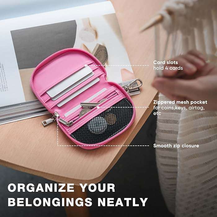 Vulkitty Keychain Wristlet Wallet, Mini Zip Around Wallet for Women Dual Pouch Portable Small Wallet Detachable Coin Purse - Image 5