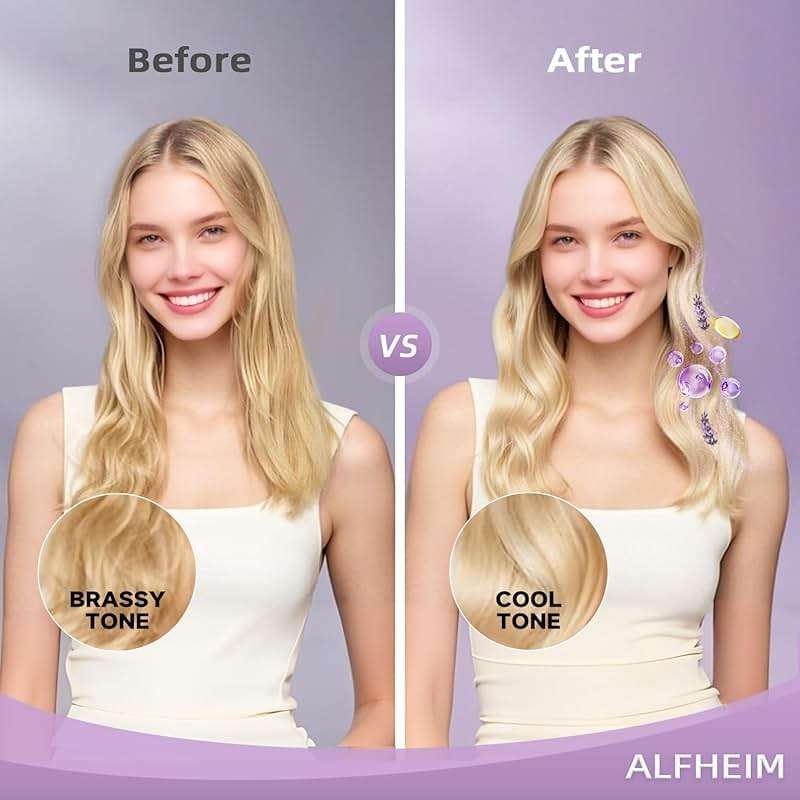 ALFHEIM Lavender+ Purple Shampoo for Blonde, Silver & Color Treated Hair Travel Size – Neutralizes Brass & Yellow Tones, Restores Cool Brightness – with Quinoa Extract & Vitamin E – Sulfate-Free - Image 5