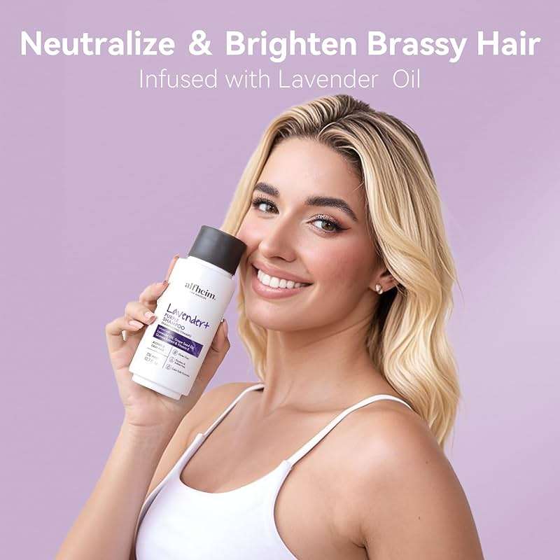 ALFHEIM Lavender+ Purple Shampoo for Blonde, Silver & Color Treated Hair Travel Size – Neutralizes Brass & Yellow Tones, Restores Cool Brightness – with Quinoa Extract & Vitamin E – Sulfate-Free - Image 6