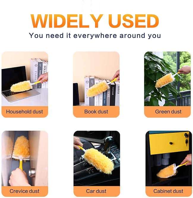 Heavy Duty Duster Refills, Disposable Dusters Kit for Cleaning Dusting Furniture Blind Ceiling Fan, Multi Surface 360 Feather Duster(60)+3FT Extended Handle +1 Handle - Image 8