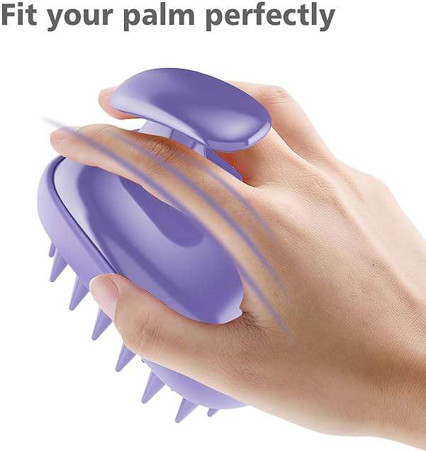 Rebex 2-in-1 Scalp Massager Shampoo Brush,Scalp Scrubber, Exfoliator Brush for Removing Dandruff & Hair Growth,Detangling Scrubber for Wet or Dry Hair - for All Hair Types(Purple) - Image 4