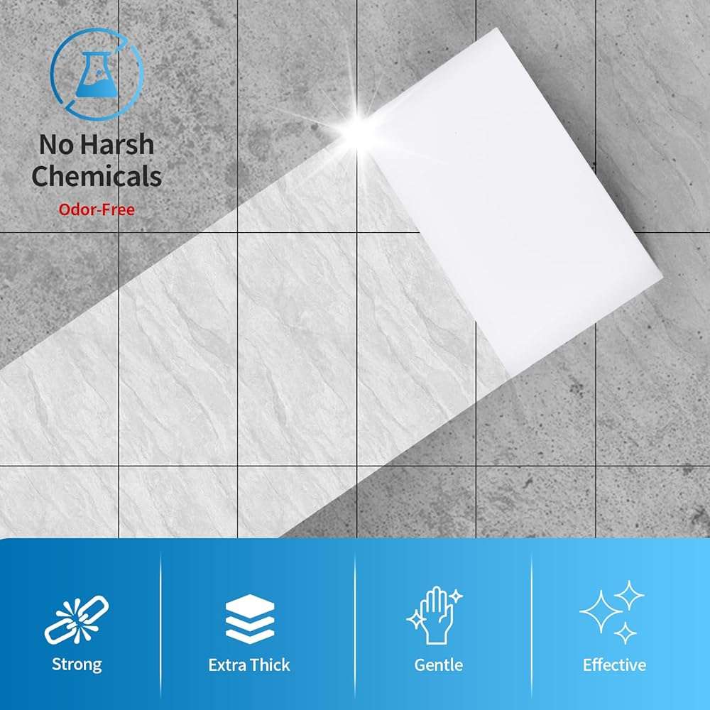 100 Pack Magic Sponges Cleaning Eraser,Melamine Sponge Foam Pads,Multi-Functional Household Cleaning Kitchen Dish Sponge for Furniture,Bathroom,Sink,Bathtub,Baseboard,Floor, Wall Cleaner - Image 2