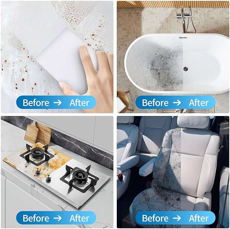 100 Pack Magic Sponges Cleaning Eraser,Melamine Sponge Foam Pads,Multi-Functional Household Cleaning Kitchen Dish Sponge for Furniture,Bathroom,Sink,Bathtub,Baseboard,Floor, Wall Cleaner - Image 4