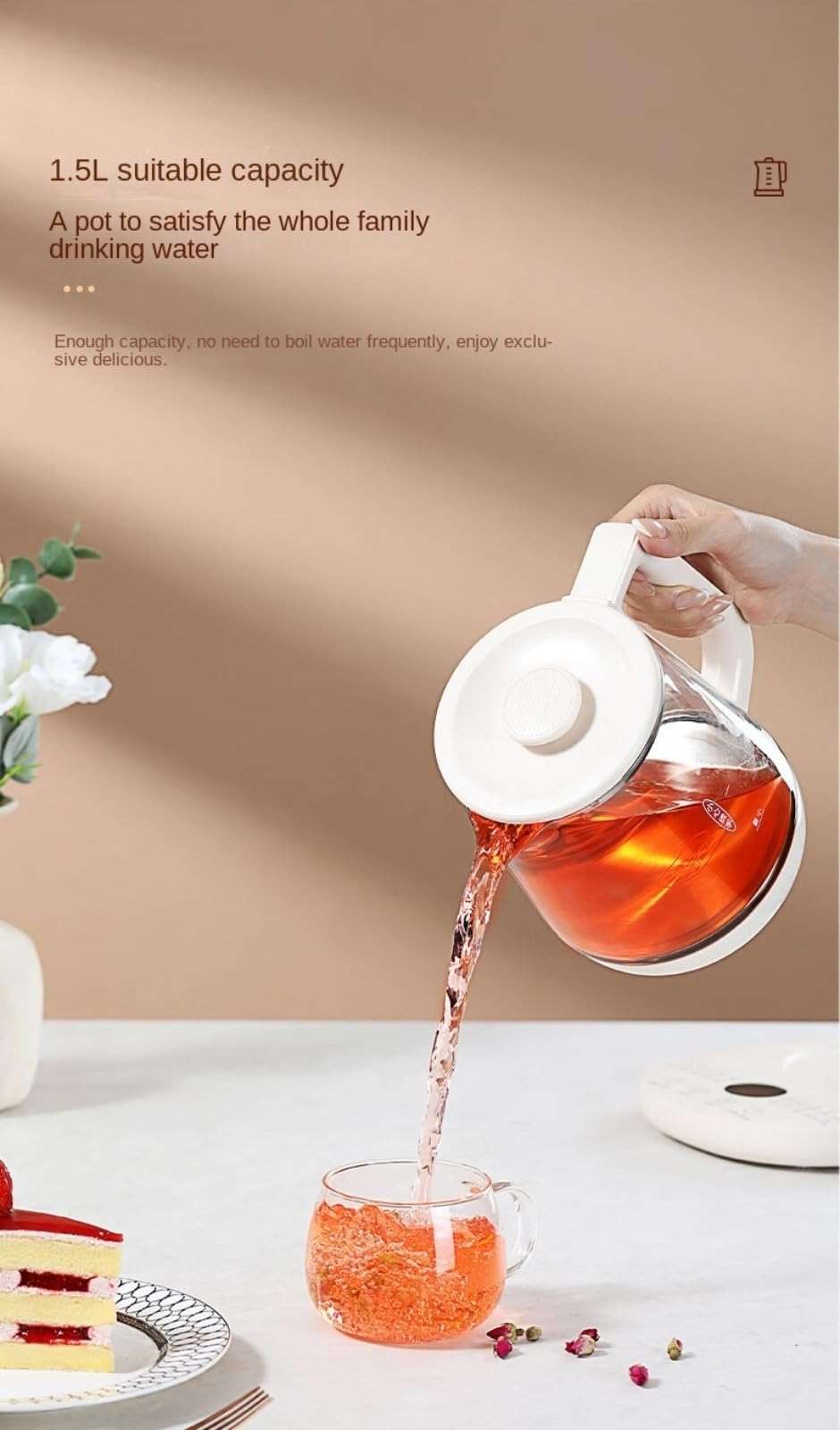 Health pot, office, household, multifunctional small glass electric kettle, heat preservation integrated tea pot, flower tea pot - Image 8