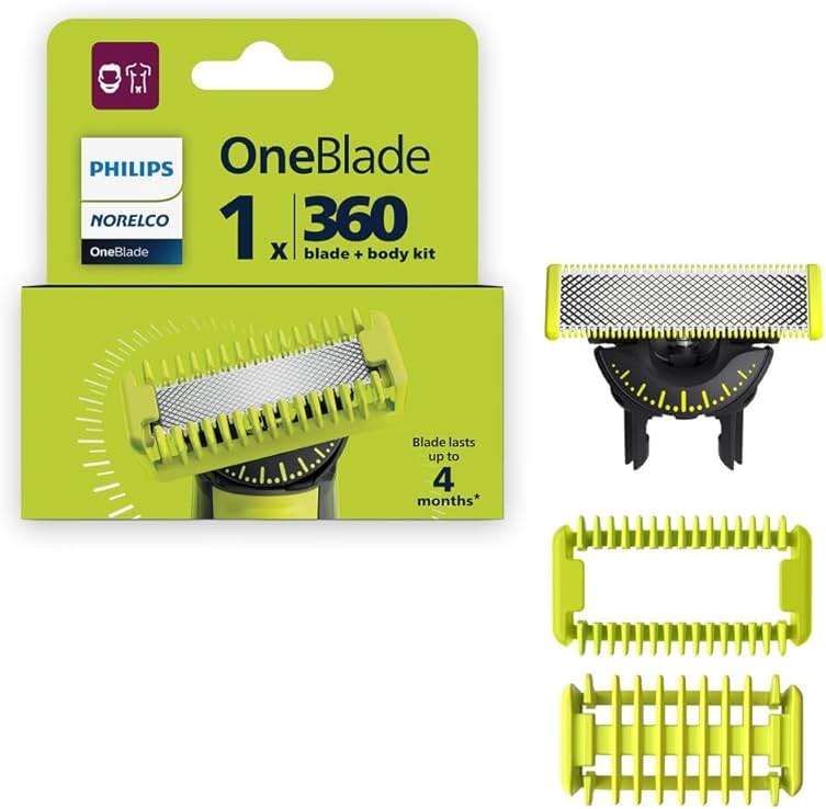 Philips Norelco OneBlade 360 Blade, Genuine Replacement Blade, Face/Body Kit, for OneBlade Electric Shaver and Trimmer, Durable Stainless Steel, Trim, Edge and Shave, QP614/80 - Image 1