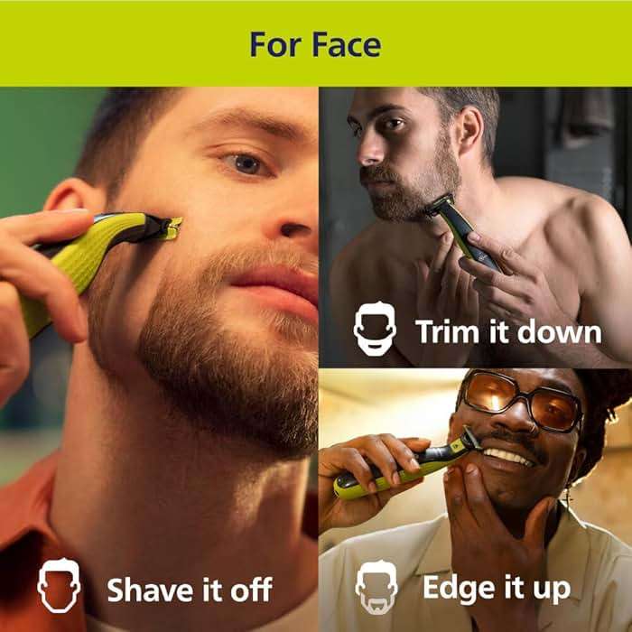 Philips Norelco OneBlade 360 Blade, Genuine Replacement Blade, Face/Body Kit, for OneBlade Electric Shaver and Trimmer, Durable Stainless Steel, Trim, Edge and Shave, QP614/80 - Image 2
