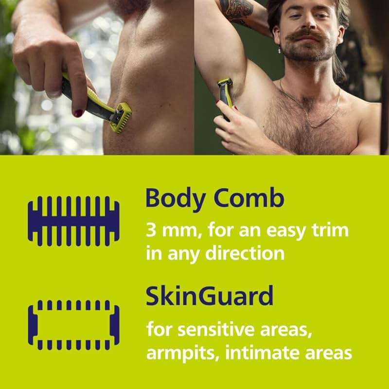 Philips Norelco OneBlade 360 Blade, Genuine Replacement Blade, Face/Body Kit, for OneBlade Electric Shaver and Trimmer, Durable Stainless Steel, Trim, Edge and Shave, QP614/80 - Image 5