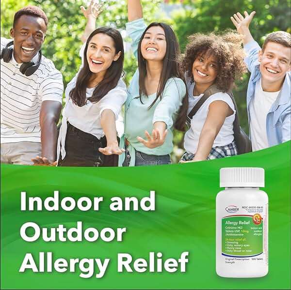 Camber Cetirizine HCI 10mg Tablets, 24-Hour Allergy Relief, Allergy Medication - 100 Count - Image 5