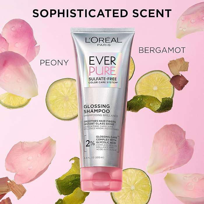 L’Oreal Paris Sulfate Free Glossing Conditioner with Glycolic Acid, Provides Intense Glass Hair Shine, Smoothness & Soft Feel, Suitable for Dull, Dry, and Color-Treated Hair, EverPure, 6.8 Fl Oz - Image 5