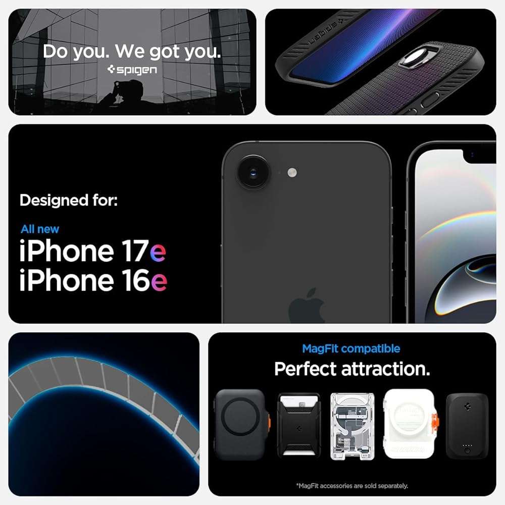 Spigen for iPhone 17e / 16e Case, Liquid Air MagFit [Compatible with Magsafe Accessories] [Military-Grade Protection] - Matte Black - Image 2