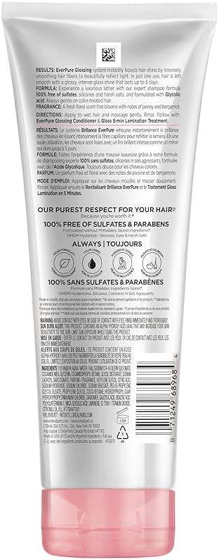 L’Oreal Paris Sulfate Free Glossing Shampoo with Glycolic Acid, Provides Intense Glass Hair Shine, Smoothness & Soft Feel, Suitable for Dull, Dry, and Color-Treated Hair, EverPure, 6.8 Fl Oz - Image 10