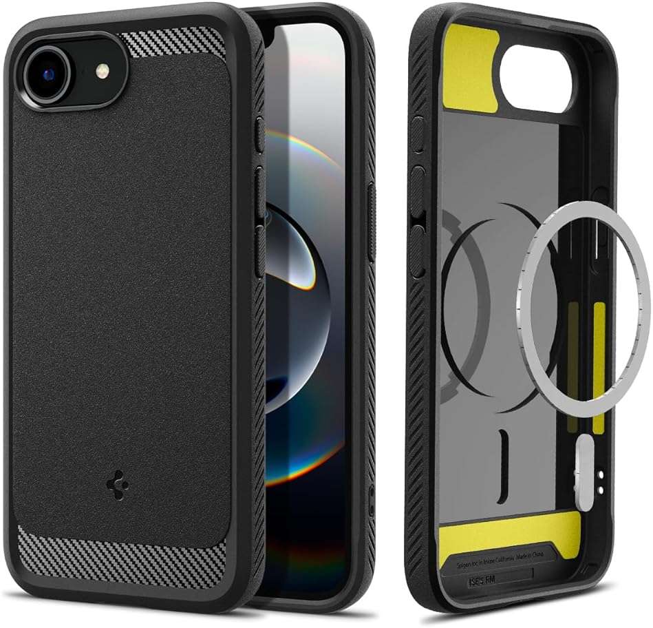 Spigen for iPhone 17e / 16e Case, Rugged Armor MagFit [Compatible with Magsafe Accessories] [Military-Grade Protection] - Matte Black - Image 1