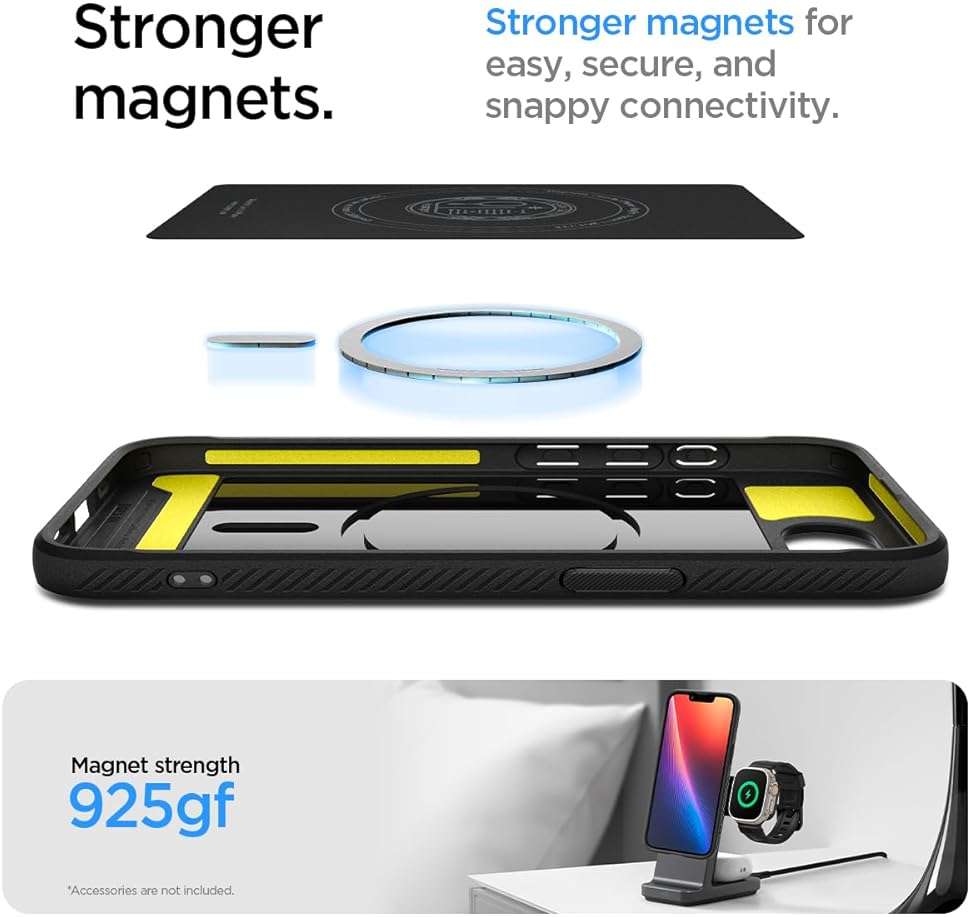 Spigen for iPhone 17e / 16e Case, Rugged Armor MagFit [Compatible with Magsafe Accessories] [Military-Grade Protection] - Matte Black - Image 6